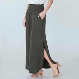 NEW•2X•BLISSFUL BALANCE BOHO CHIC MINIMALIST GRAY MAXI SKIRT WITH POCKETS